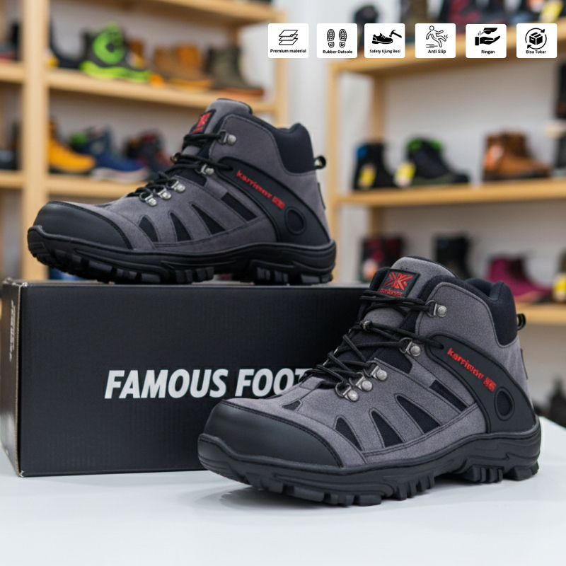 CUCI GUDANG SEPATU SAFETY BOOTS PRIA KARRIMORE TRACKING OUTDOOR - SEPATU GUNUNG KARIMOR SUMMIT