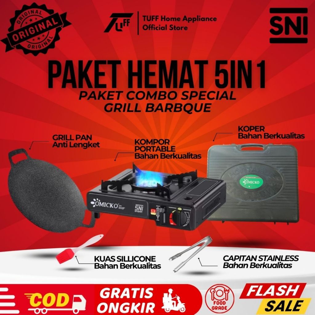 Kompor Portable Grill BBQ Camping PAN BBQ LENGKAP DAN ALAT MASAK
