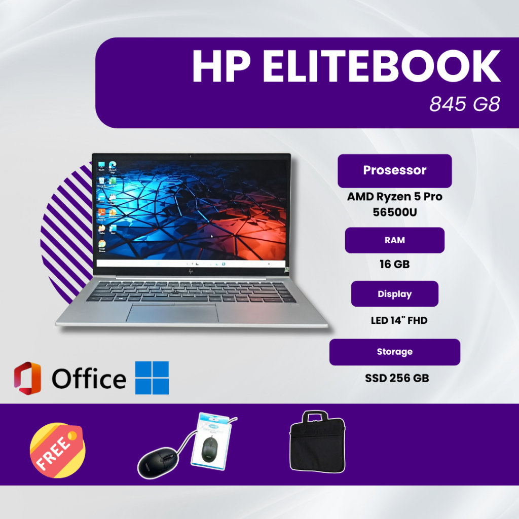 Laptop Hp elitebook 845 G8 AMD Ryzen 5 Pro 5650U Ram 16 GB Ssd 256 GB