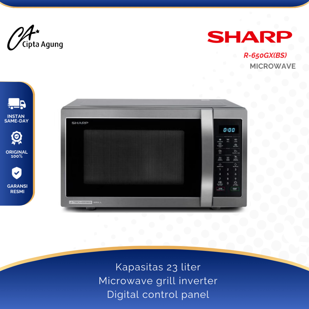 SHARP MICROWAVE GRILL WITH J-TECH INVERTER 23L 23 LITER R-650GX(BS) R-650GXBS R650GXBS R 650 GXBS R 