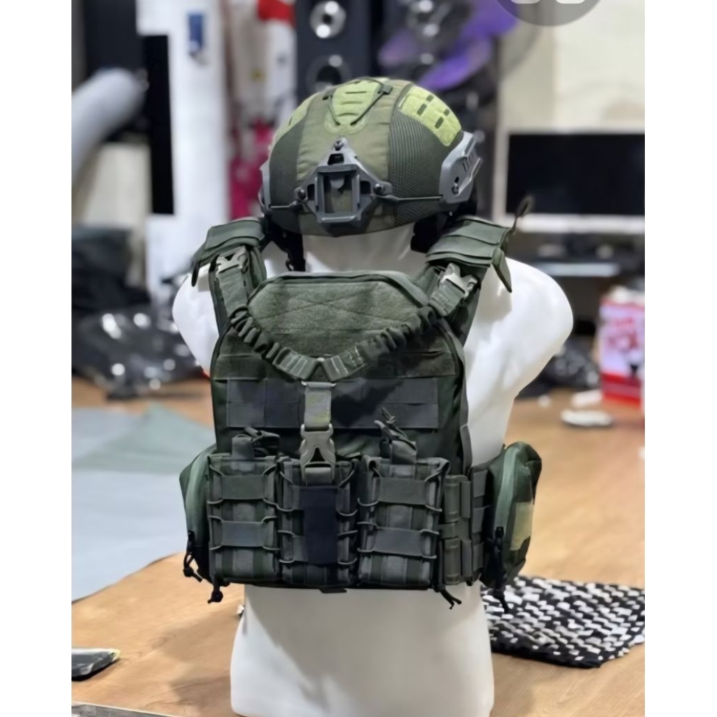1set bodyvest rajawali/helm tactical/talisandang m4 hijau