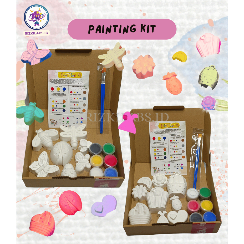 Paket Gypsum Painting Kit Anak Cupcake DIY Painting Kit Gipsum Lukis Mainan Alat Lukis Anak