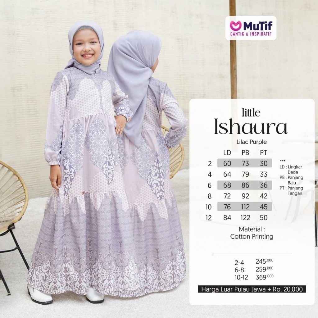 MUTIF GAMIS ANAK ISHAURA LILAC PURPLE