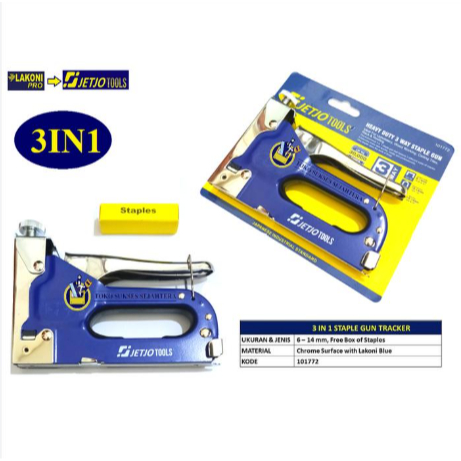 JETJO TOOLS 101772 STEPLES TEMBAK 3 in 1 UKURAN 6-14mm/STAPLE GUN TRACKER LAKONI PRO MURAH BERKUALIT