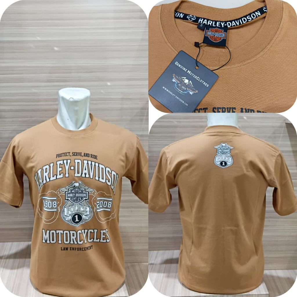 Kaos Baju Harley Davidson Coklat Eropa Pria