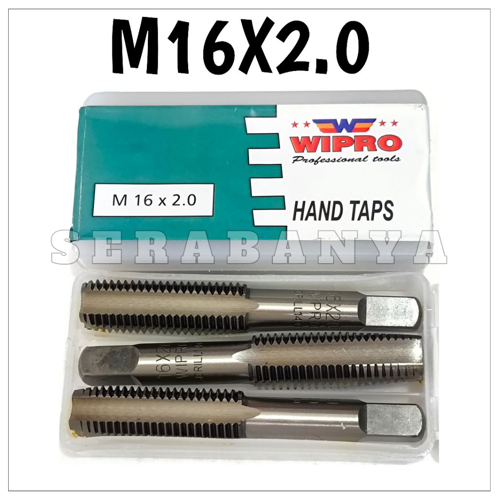 WIPRO Hand Tap M16X2.0 M16X2,0 | Alat Membuat Drat Dalam Untuk Baut mm | Handtaps Ukuran Baut  mm