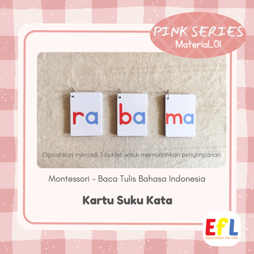 Pink Series Montessori: Kartu Suku Kata - Baca Tulis Bahasa Indonesia