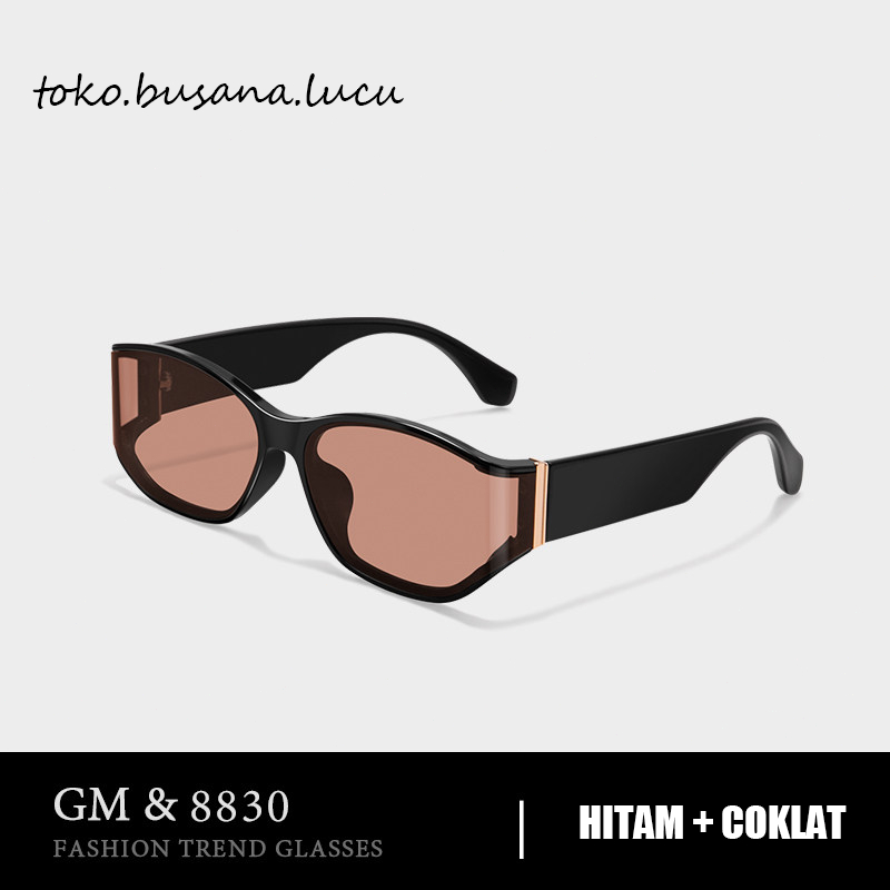 Kacamata Hitam Desain Unik Sunglasses Fashion Lensa Satu Utuh Melengkung UV400 Anti Sinar UV Ringan 
