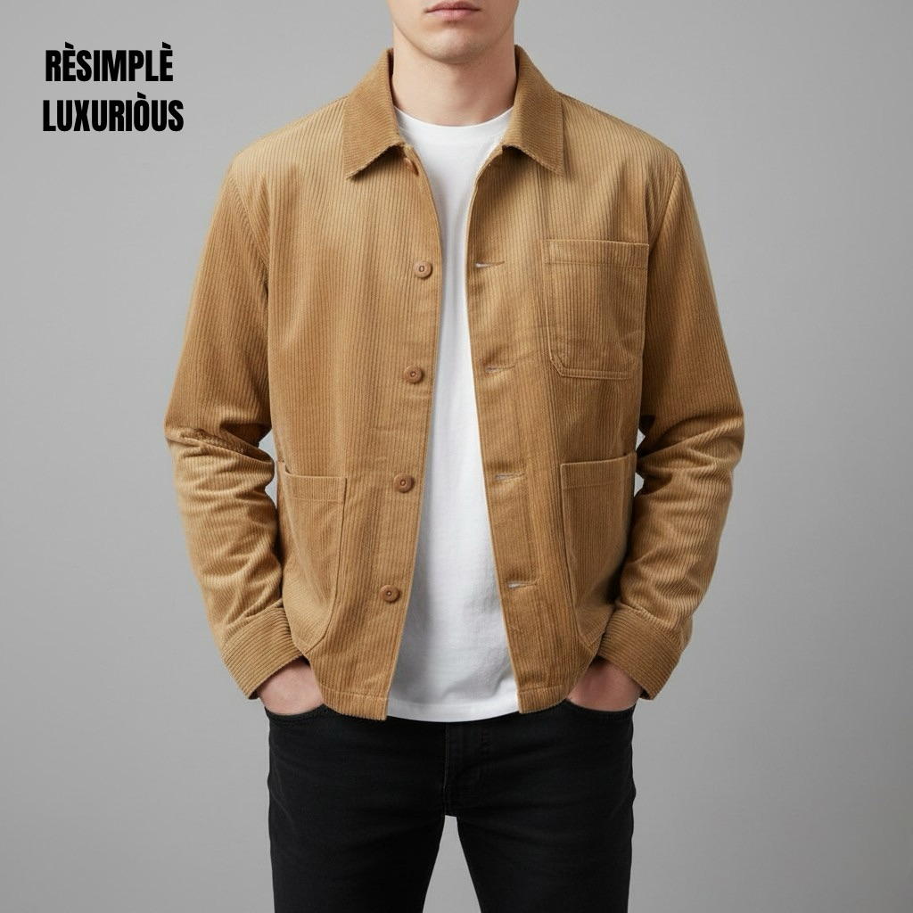 RESIMPLÈ - Jaket Corduroy Pria / Vintage Chore Jacket Korduroi / Jaket Casual Kantong Depan Premium