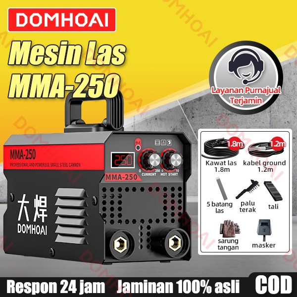 DOMHOAI MESIN LAS LISTRIK MMA-250A 450WATT INVERTER MINI MESIN LAS-BISA COD