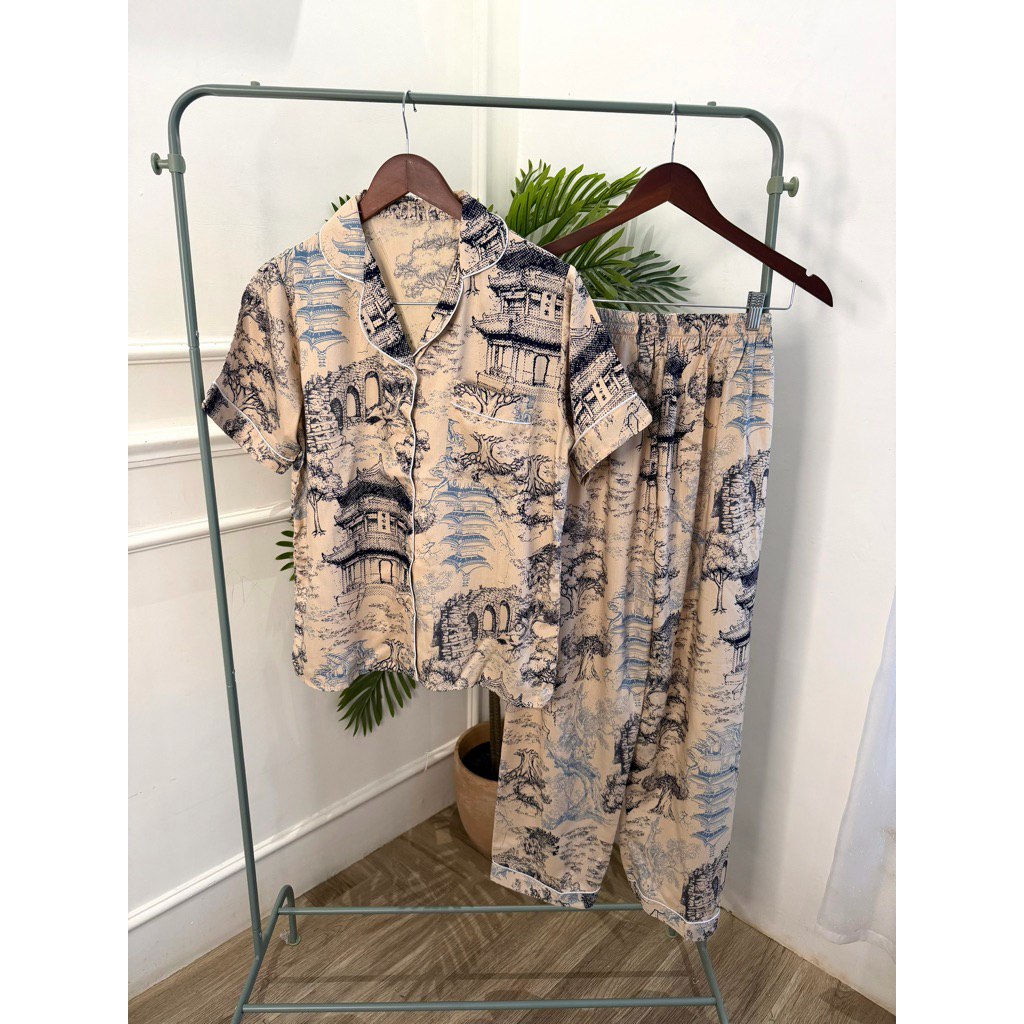 RAYON MOTIF DIOR - BAJU TIDUR MURAH - PIYAMA WANITA - PIYAMA RAYON