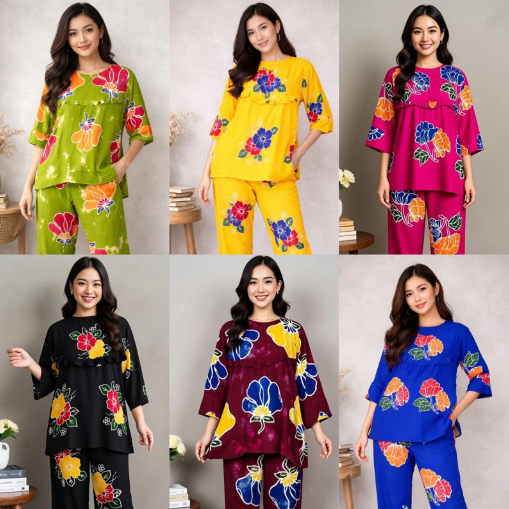 Setelan wanita busui one set wanita kekinian setelan batik wanita Ld 110 CP Dewasa setelan batik sun