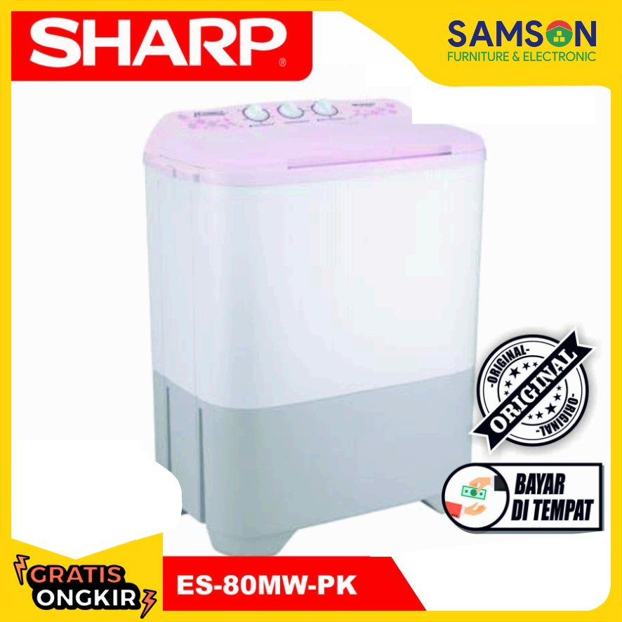 MESIN CUCI SHARP 7 KG ES-T80MW-PK 2 TABUNG MANUAL - PINK