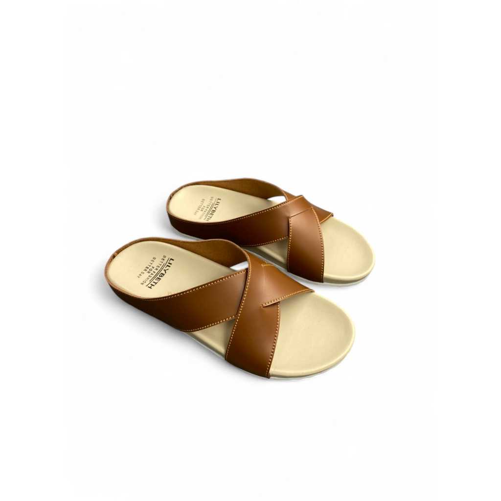 Sandal Ban dua Silang cewek Sandal Selop Wanita Kekinian Korean Style Sandal Flat Flatform Wanita  S