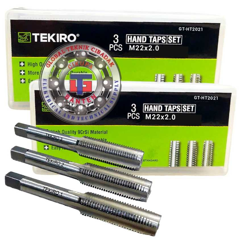 Hand Tap Set M22 X 2 mm 3 Pcs Tekiro - 1 Set Hand Tap M22x2.0 mm Tekiro