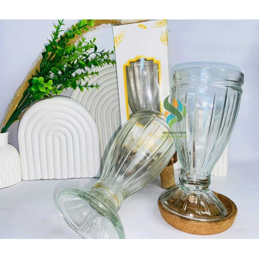Gelas Jus Kaca Kaki 300 ml Gelas Kaca Es Teh Motif Belimbing Gelas Warung Gelas Restauran Kemas Box