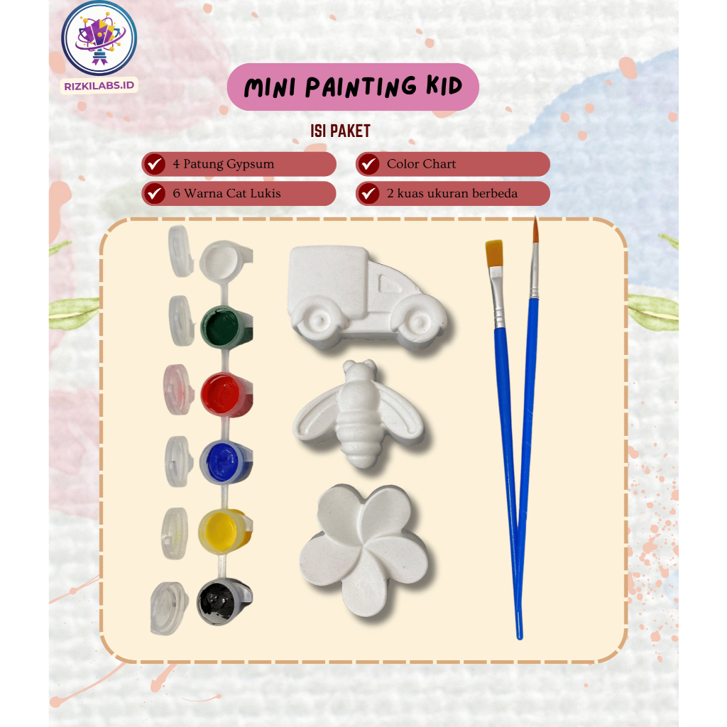Paket Gypsum Mini Painting Kit Anak DIY Alat Melukis Anak Patung Gipsum Lukis