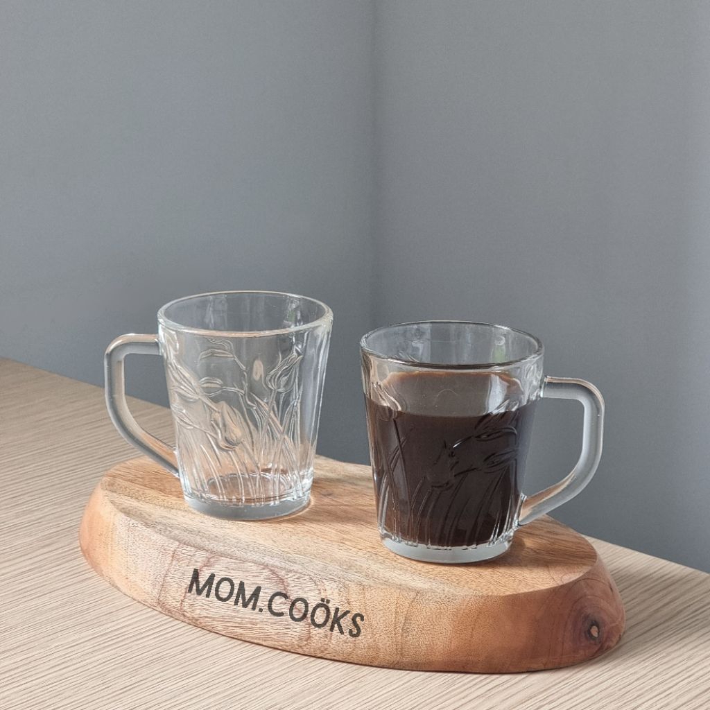 M408 [6 PCS] GELAS KOPI KACA GELAS MINUM GELAS KOPI GELAS MURAH GELAS SOUVENIR GELAS WARTEG MOTIF BU