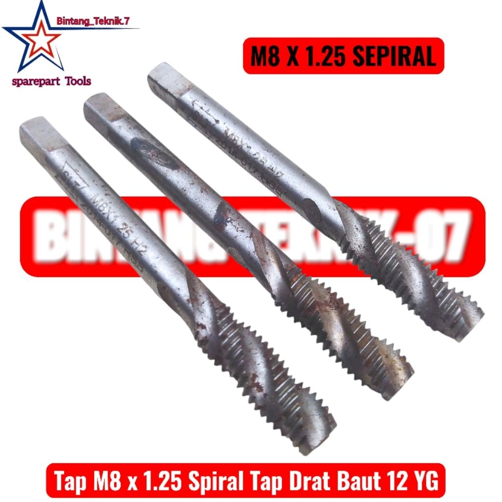 Tap M8 x 1.25 Spiral Tap Drat Baut 12 YG Bukan Yamawa