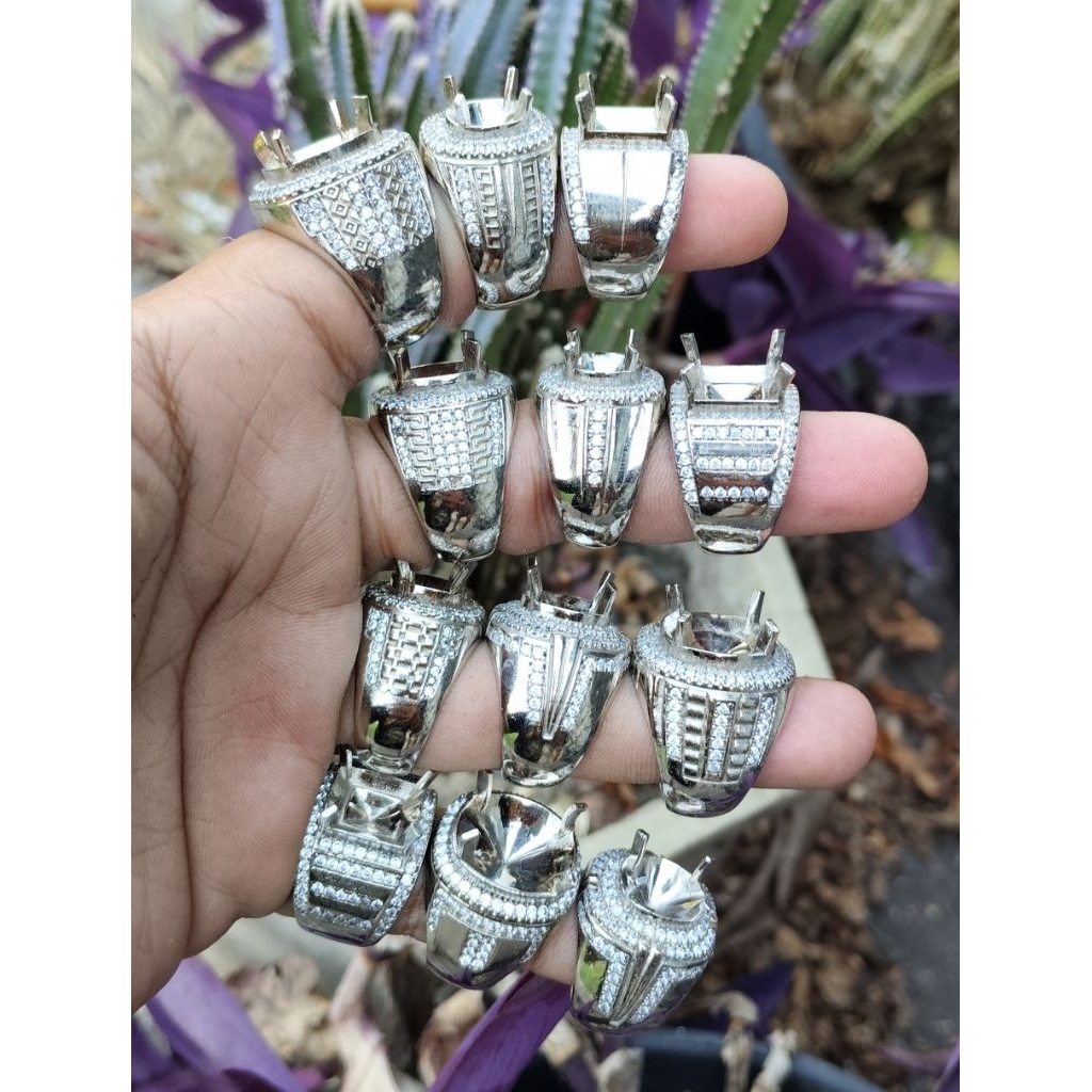 Ring Cincin Alpaka Super Micro Setting Double Plat