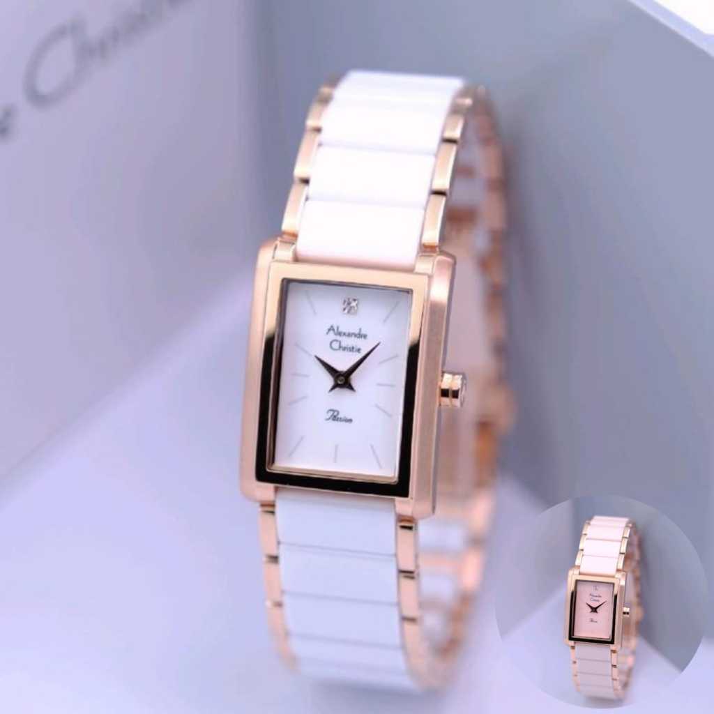 Jam tangan wanita alexandre christie ac 2b52 / ac 2983 analog stainless steel & ceramic original