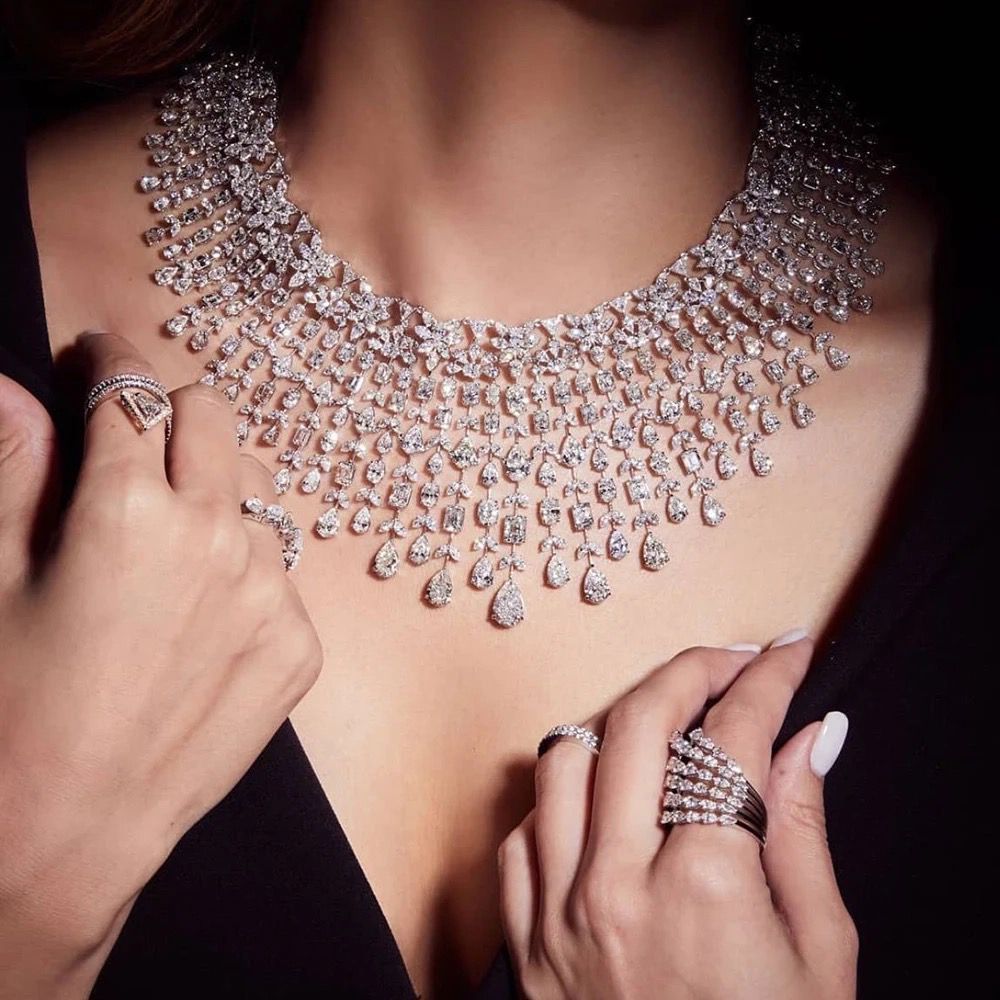 [ Premium Jewelry Set 4 Items / Lab Carbon Diamond ]-FL-IF-VVS1-D Emas Asli 18K/24K Gold PREMIUM Per