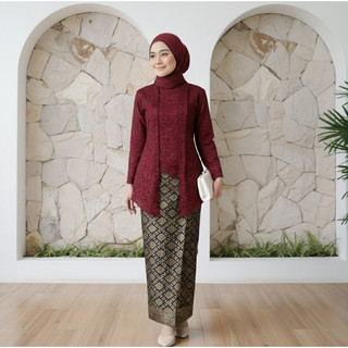 Delova Wardrobe - SINTA KEBAYA KUTU BARU MODERN  Dewasa Premium Modern Outfit Atasan Wanita Emboss Jaquart Tali Lebaran Raya Kebaya