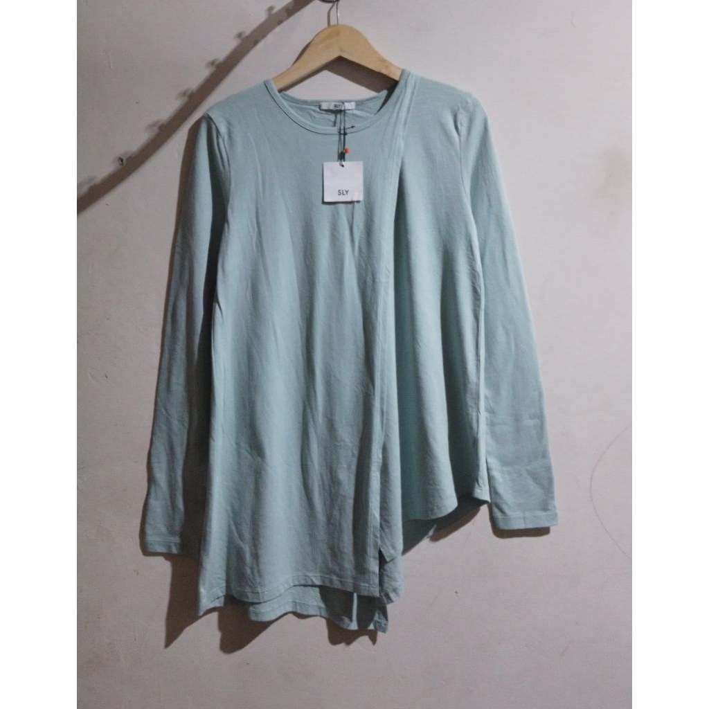 New Kaos Lengan Panjang Wanita Warna Tosca