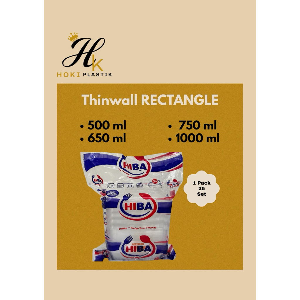 Thinwall Rectangle HIBA 500ml/650ml/750ml/1000ml