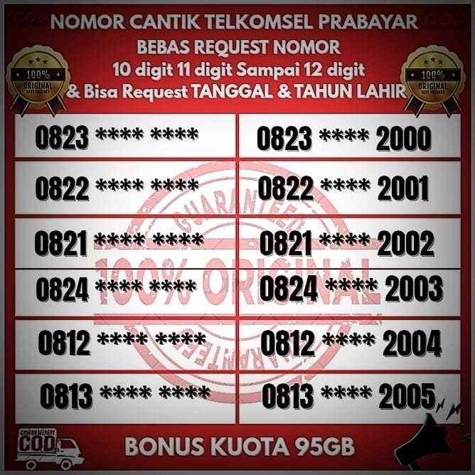 BISA REQUEST NOMOR CANTIK/TELKOMSEL 10-12 DIGIT BONUS KUOTA UTAMA 100 GB BISA DI GUNAKAN UNTUK SEMUA