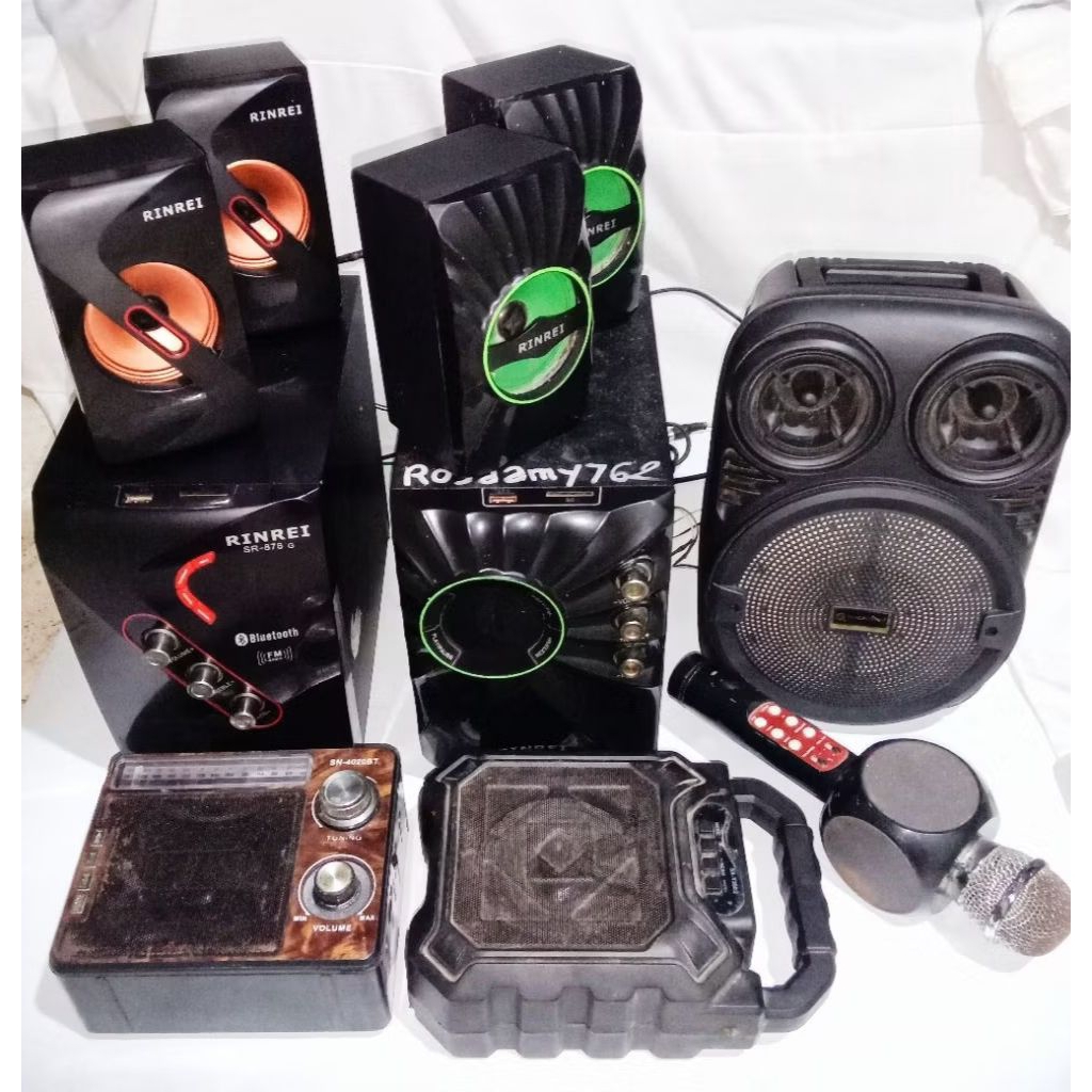 speaker aktif bluetooth rinrei sr 878f-g FM radio USB Jack audio karaoke normal bekas siap pakai | s
