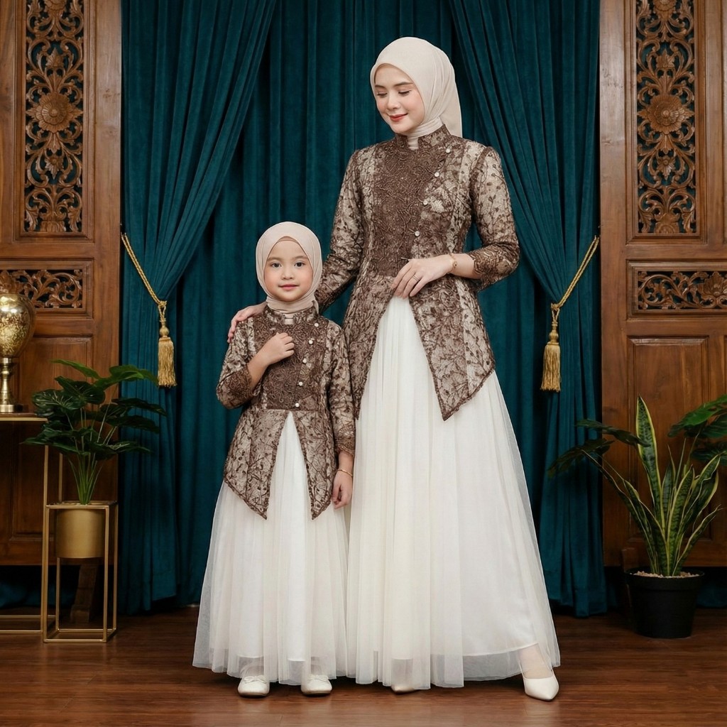 Sakira Outer Tunik Kebaya Brukat Couple Ibu Dan Anak Brokat Modern Atasan Lebaran Kondangan Wisuda
