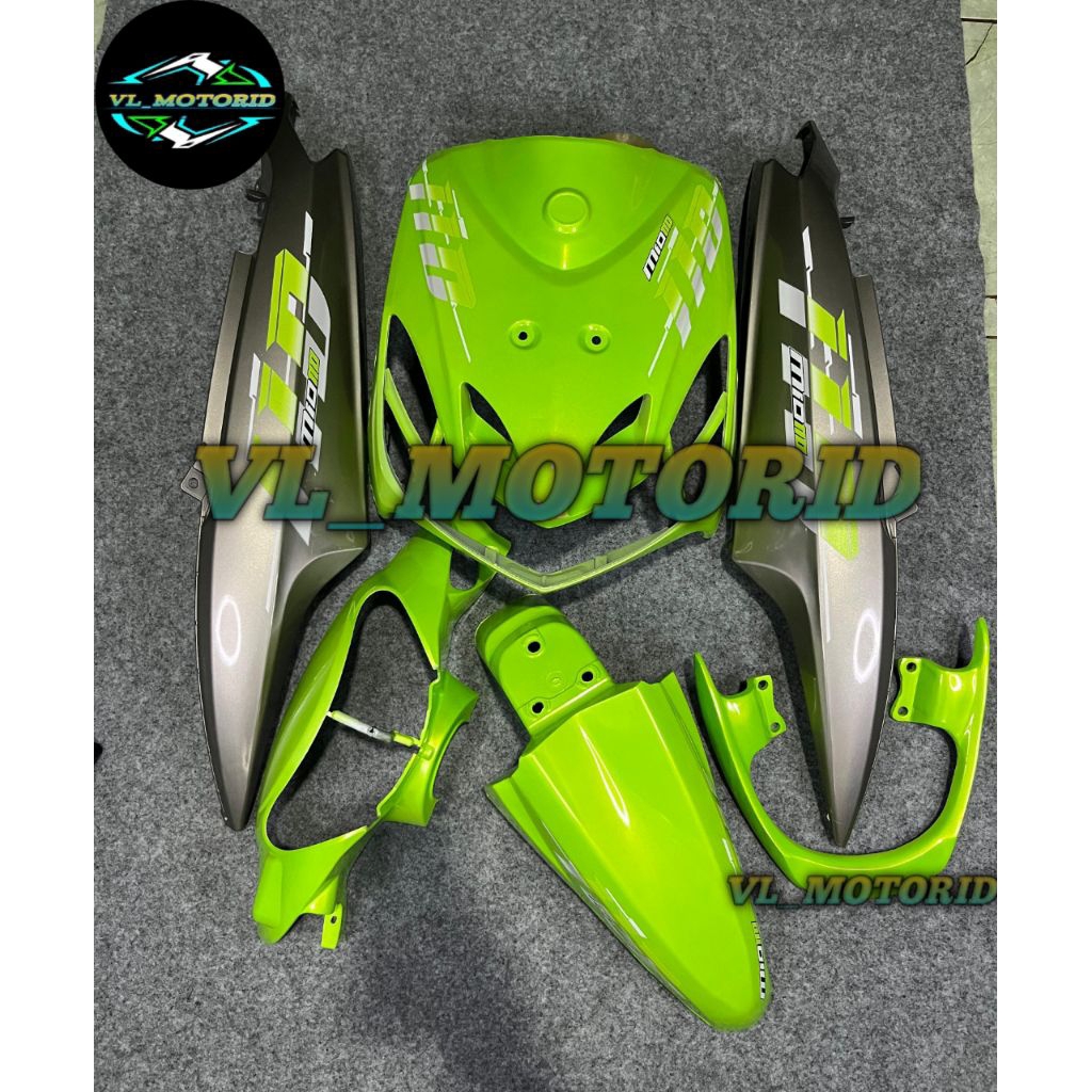Cover full set body halus yamaha mio smile lime green mix greey vietnam style + behel amor + list st