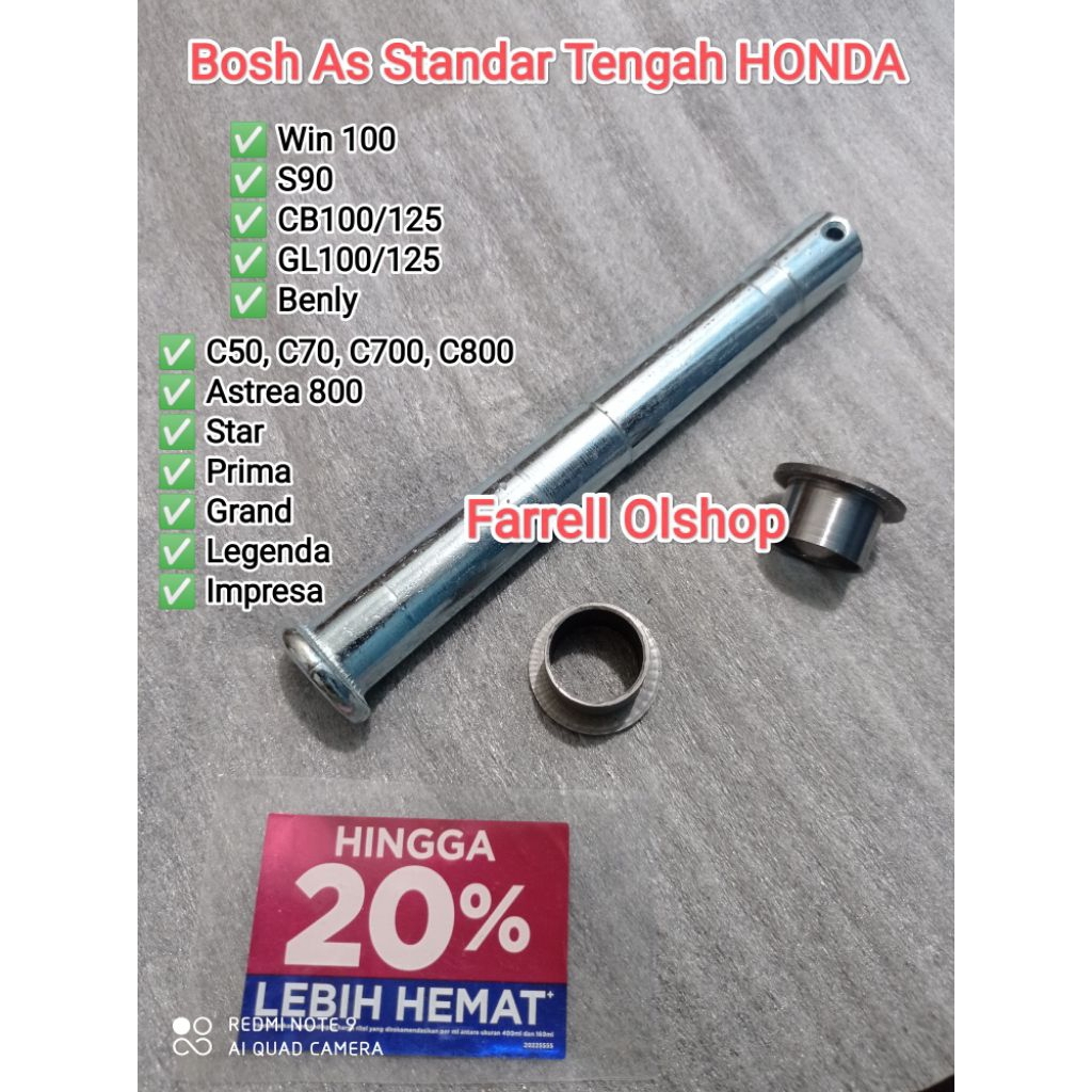 Bosh Bos As Standar Tengah Set As HONDA Win 100 s90 cb100 cb125 gl100 gl125 Benly Solusi untuk As st