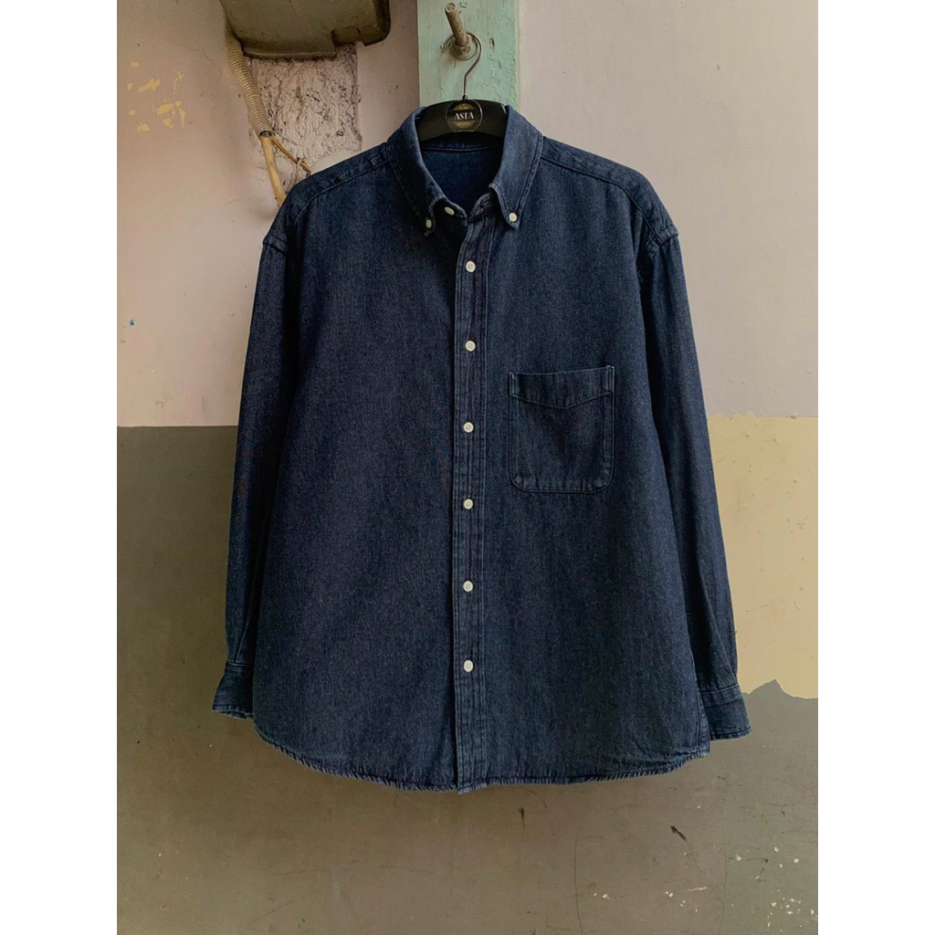 kemeja lengan panjang GU denim preloved