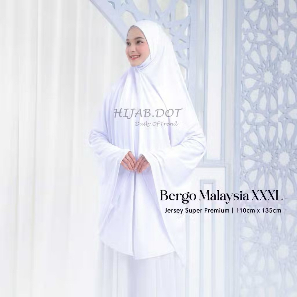 Bergo Malaysia Bergo Dagu Jumbo Putih Umroh dan Haji