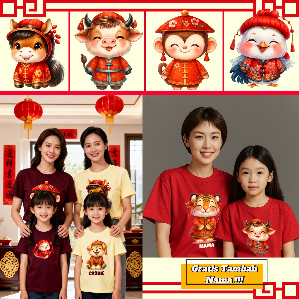 HOONEYBEE - KAOS 12 SHIO KAOS SHIO LUCU KAOS IMLEK KAOS SINCIA CNY TSHIRT