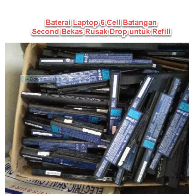 Baterai Laptop 6 Cell Batangan Second Bekas Rusak Drop untuk Refill 18650 16650