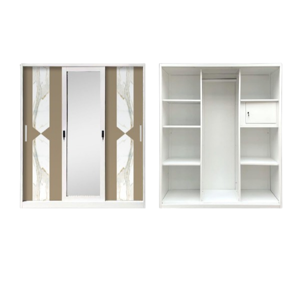 Lemari Baju Besi Sliding - Lemari Baju 3 Pintu JUMBO - Lemari Baju Besi - Lemari sliding Baju Besi