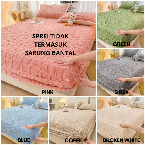 Sprei Bludru Lembut Motif Timbul Anti Slip - Kasur Lembut dan Nyaman BEST SELLER
