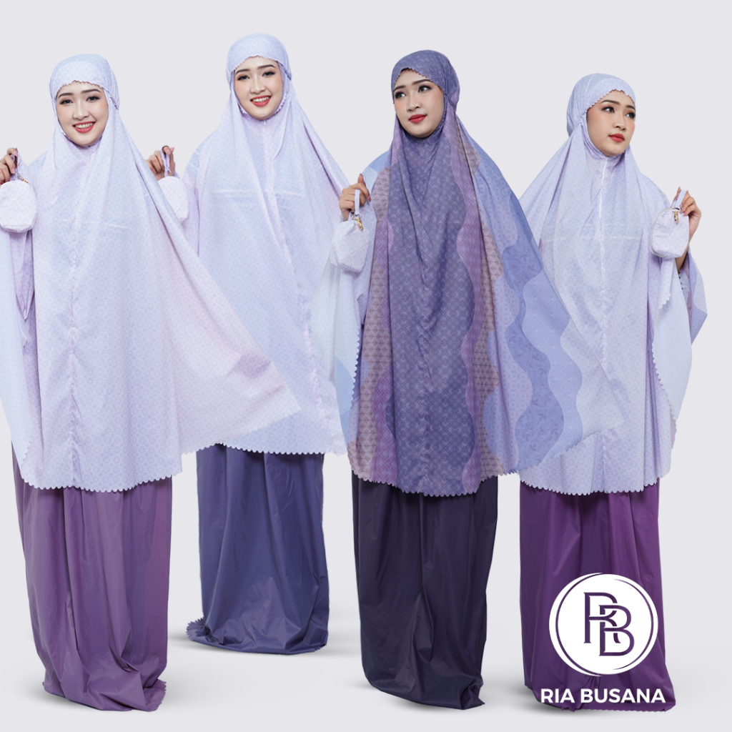 Ria Busana - Elnia - Mukena Traveling Mini Mikro Motif Abstrak Cantik Art. Loncengaisha-Lasertreveli