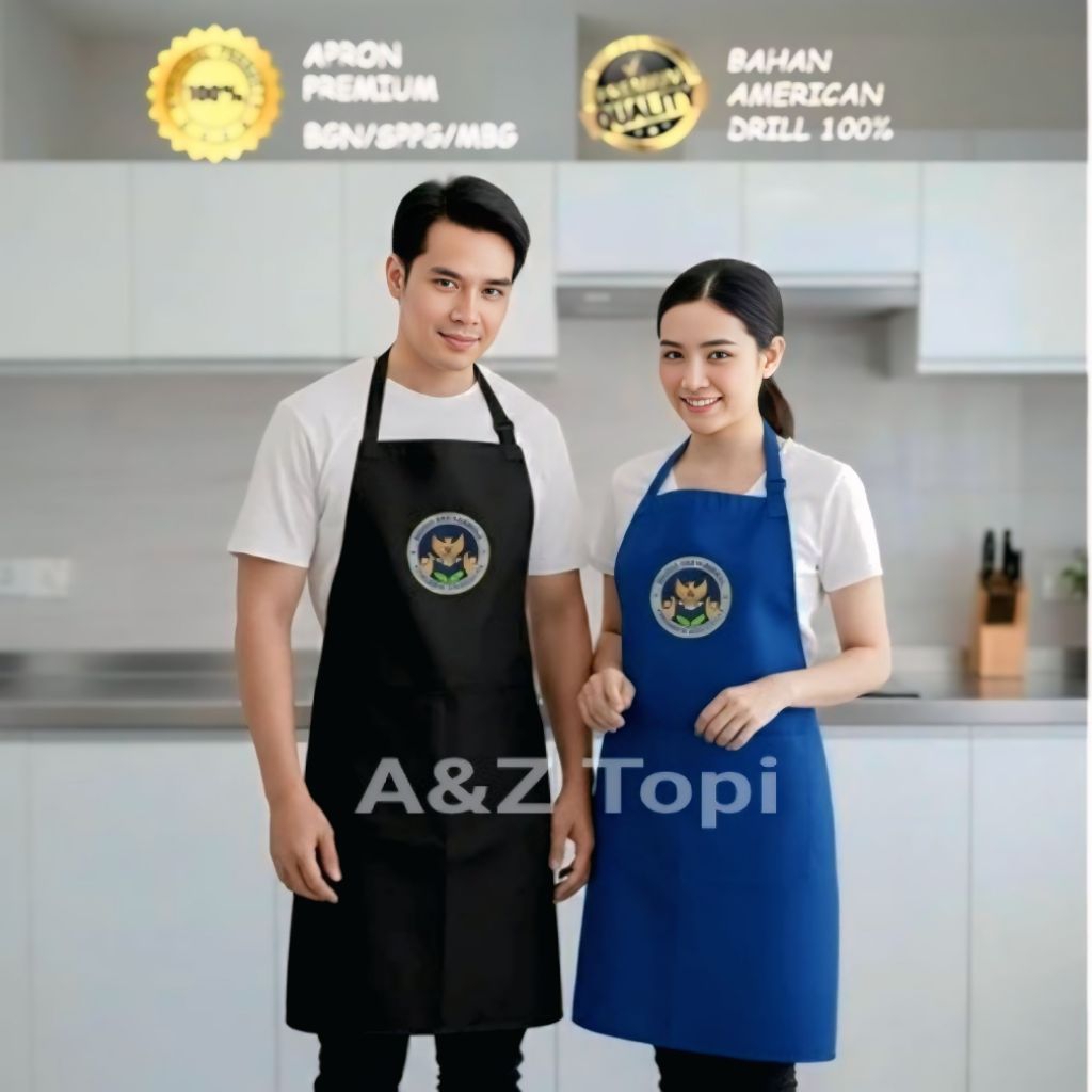 Celemek Apron BGN Badan Gizi Nasional SPPG Celemek Dapur MBG Bahan American Drill