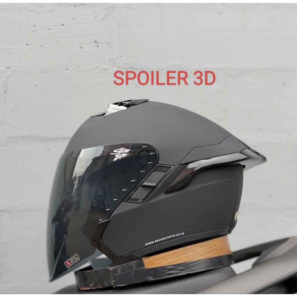 HELM RSV SV300 SOLID HITAM DOP  PAKET GANTENG VENOM VISOR WITH SPOILER 3D & 2D DOBLE VISOR, SLOT INT