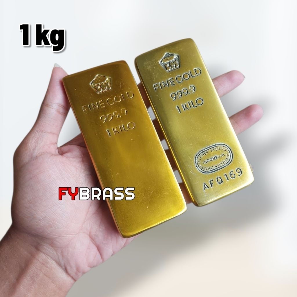FYBRASS MINIATUR EMAS BATANGAN 1 KG REPLIKA LOGAM MULIA ALUMUNIUM DEKORASI SESERAHAN PERNIKAHAN / ET