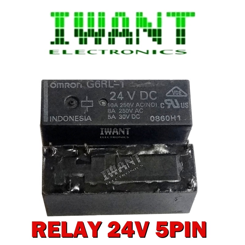 RELAY OMRON G6RL-1 24V 5KAKI RELAY 24V DC 5PIN RELAY 24VOLT 5 KAKI OMRON 24V G6RL 1