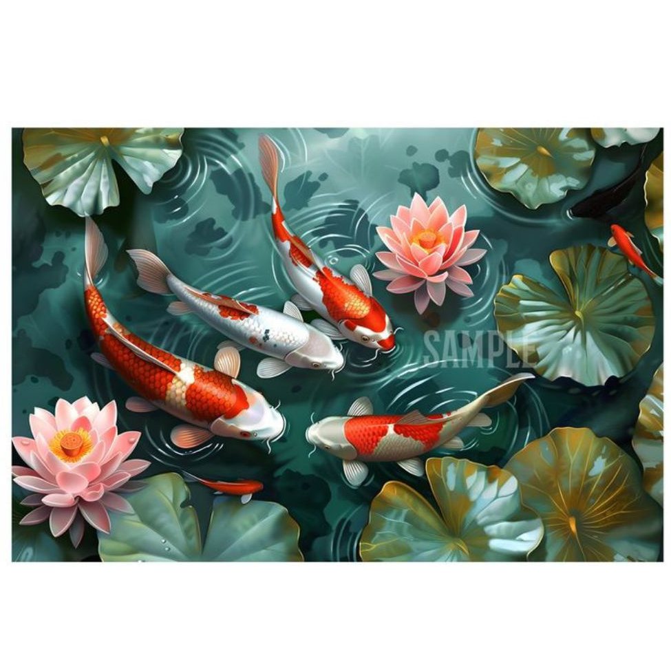 lukisan dinding minimalis modern koi