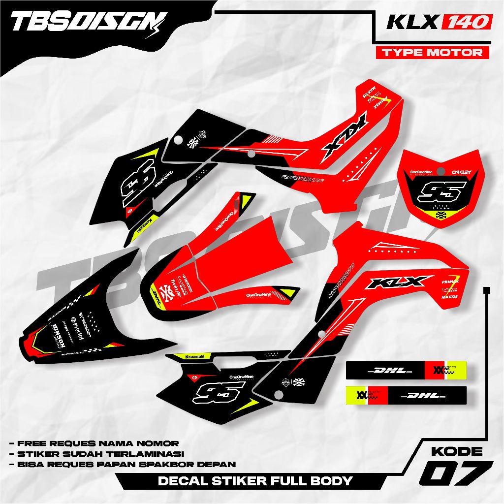 Stiker Decal KLX 140 Full Body - Stiker motor klx 140 - Decal klx full blok