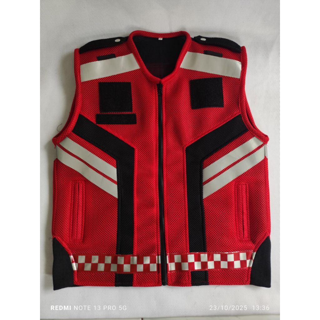 Rompi Tebal warna merah polos | rompi polos patwal | rompi polos Polisi free nama