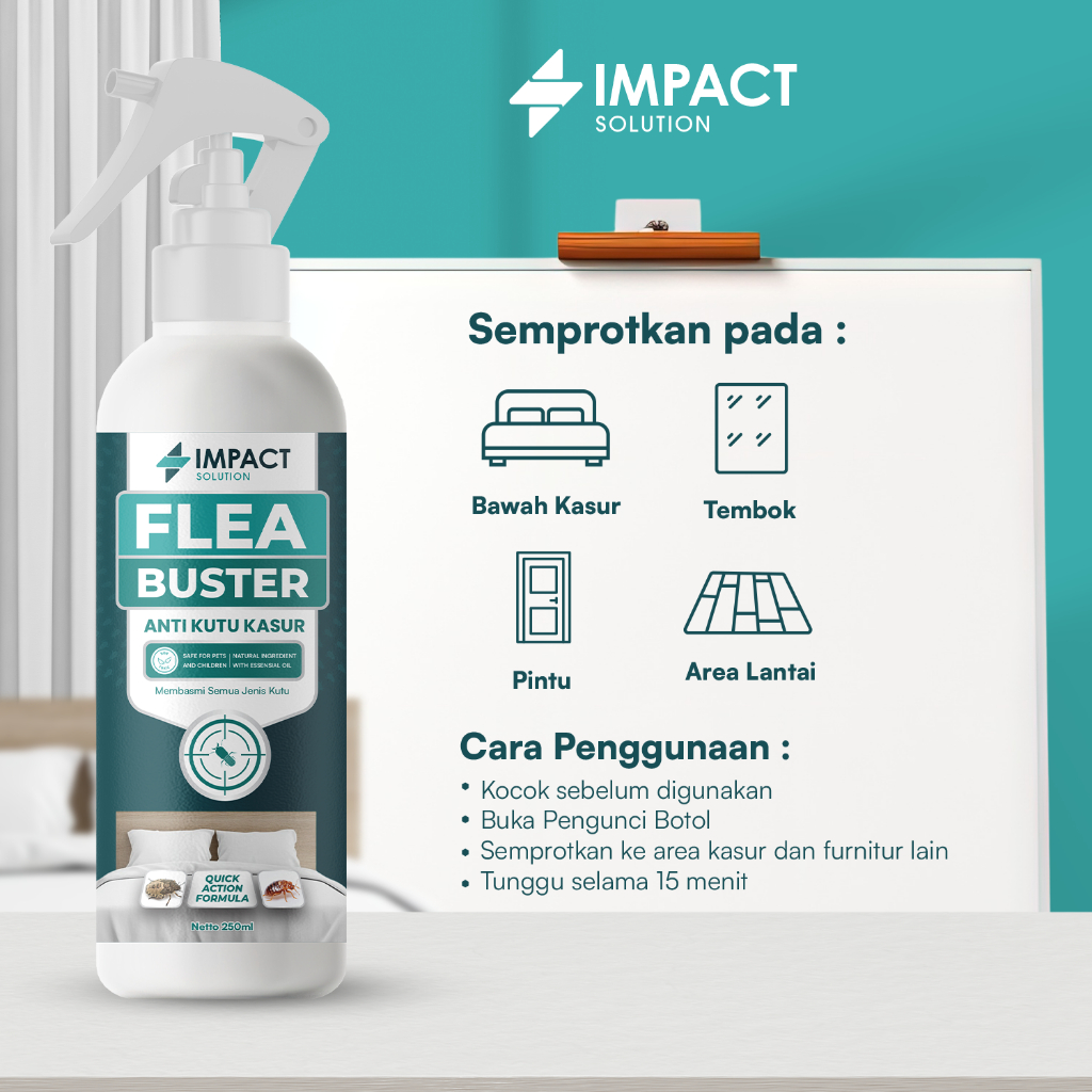 Impact Pembasmi Kutu Kasur 250Ml Spray Anti Tungau & Bakteri Penghilang Kutu Kasur Alami Ampuh Tbk
