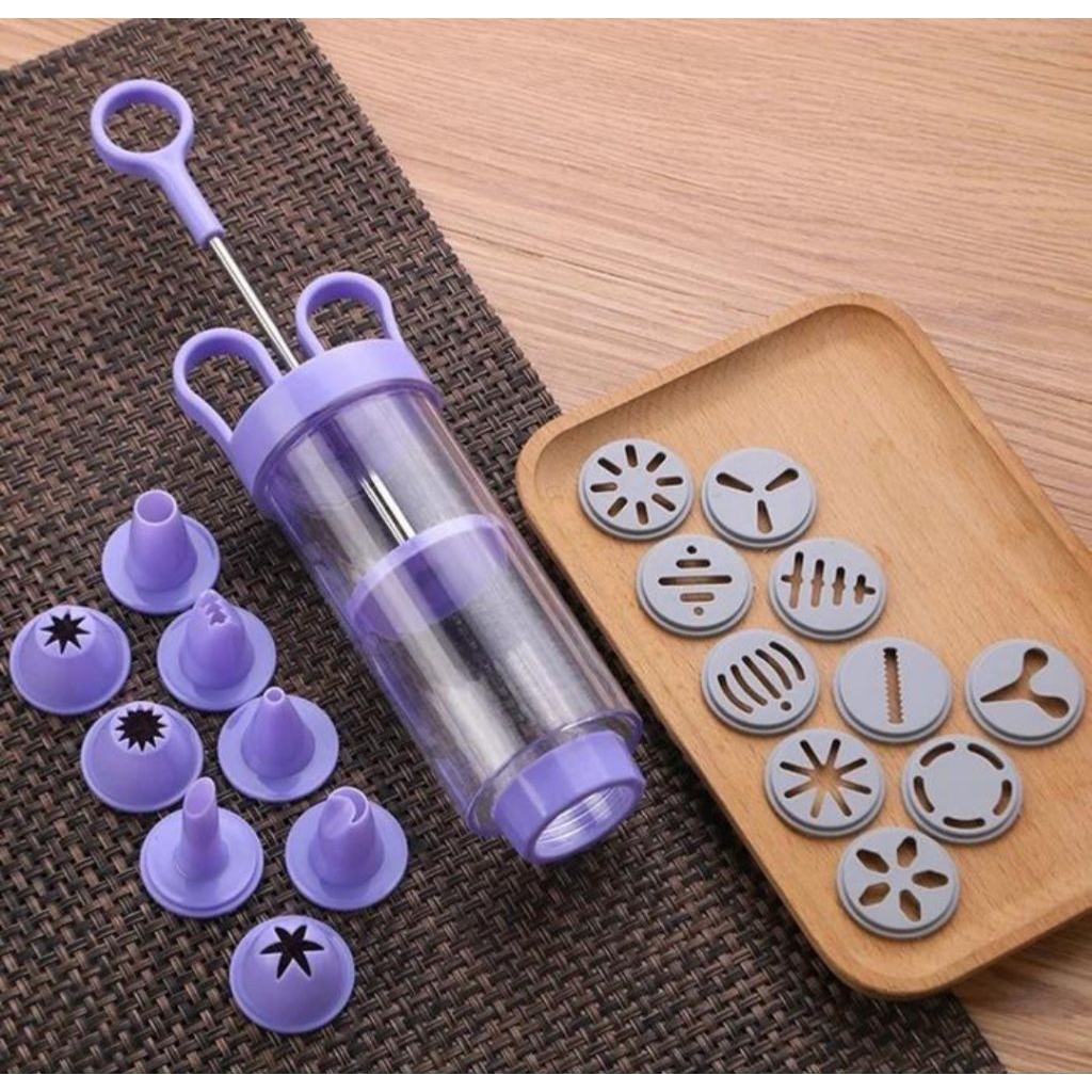 Alat hias kue cetakan kue kering biskuit krim motif bunga cake decoration set 19 in 1